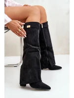 Dámské Kozačky Eko Semišové S Otočeným Svrškem Na Klíně Černé Bralise Dámské Kozačky Eko Semišové S Otočeným Svrškem Na Klíně Černé Bralise