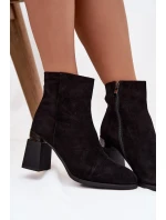 Dámské kozačky z přírodního semiše na podpatku vyhřívané D&A CR52-718 Černé