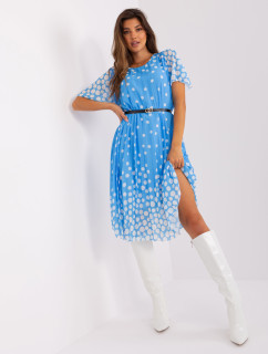 Modro-bílé puntíkované řasené šaty