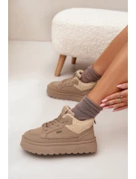 Dámské zateplené sportovní boty na platformě SS274105 Béžová - Big Star