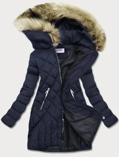 Tmavě modrá dámská prošívaná zimní bunda (lf808)