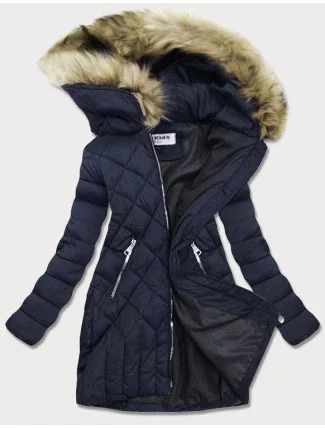 Tmavě modrá dámská prošívaná zimní bunda (lf808)