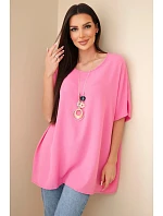 Halenka oversize s přívěskem růžová