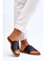 Dámské kožené žabky Černá Amite