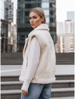 Dámská kožená vesta s ovčí kůží béžová FashionStreet TY5238z