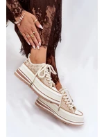 Dámské trampky na masivní platformě S.Barski – béžové