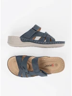 Komfortní  nazouváky dámské modré na plochém podpatku