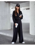 Černý dámský komplet - mikina se stojáčkem a široké kalhoty (821109)