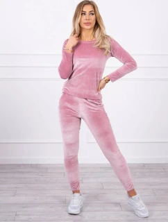 Velurová souprava se záhybem vzadu tmavě pudrově růžová