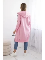 Zateplená dlouhá mikina s kapucí v barvě světle růžová Zateplená dlouhá mikina s kapucí v barvě světle růžová