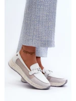 Dámské kožené mokasíny D&A TW210 Bílé