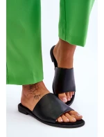 Dámské kožené hladké pantofle černe Cerise