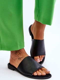 Dámské kožené hladké pantofle černe Cerise