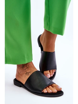 Dámské kožené hladké pantofle černe Cerise