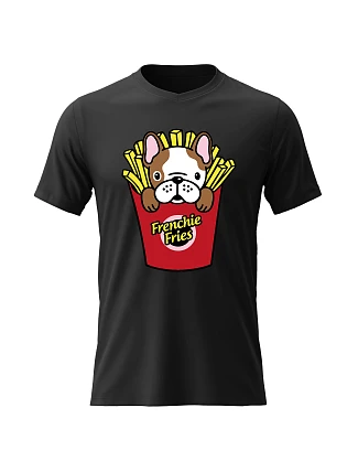 Dámské bavlněné tričko s potiskem - FRENCHIE FRIES - černé Dámské bavlněné tričko s potiskem - FRENCHIE FRIES - černé