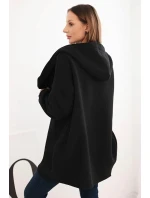 Dámská mikina s kapucí a asymetrickým zipem teplá černá