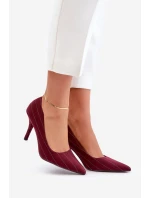 Textilní dámské lodičky v pruhovaném bordó Tifidra