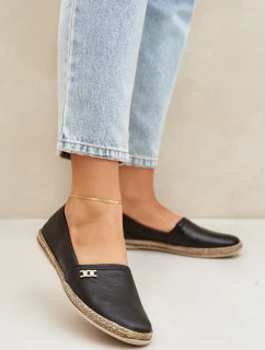 Elegantní Kožené Espadrilky Dámské Zazoo 10177 Černé