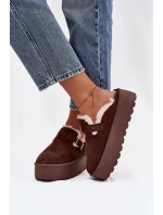 Ženské Sněhule S Kožešinou A Přezkou Na Platformě Čokoládové Jessina