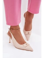 Dámské Sandály na Podpatku S Dekorativním Detalem Světle Béžové Lurella