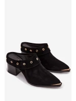 Semišové dámské kožené boty na podpatku D&A CR61-3059 Černé