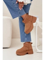 Dámské nízké sněhule Mavelle s kožíškem – camel