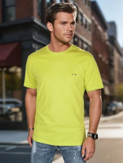 Pánské tričko s výšivkou žluté FashionStreet RX5637