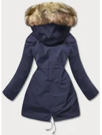 Tmavě modro-ecru teplá dámská zimní bunda (w629) Tmavě modro-ecru teplá dámská zimní bunda (w629)