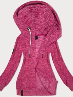 Růžová melanžová dámská polarová (fleecová) mikina s kapucí (2312)