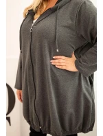 Dámská mikina Plus Size s kapucí a zipem grafitová