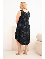 Dámské šaty Plus Size z viskózy s květinovým potiskem na ramínkách černá
