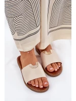 Dámské Pantofle Eko Kůže S Dekorativními Detaily Béžové Mevith