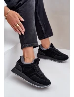 Semišové dámské tenisky s kožíškem a lesklým prvkem Big Star OO274580 Hi-Poly System černé Semišové dámské tenisky s kožíškem a lesklým prvkem Big Star OO274580 Hi-Poly System černé