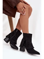 Dámská kotníková obuv na sloupku s vyvýšenou manžetou Idalia – černé