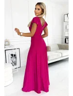 411-5 CRYSTAL třpytivé dlouhé šaty s výstřihem - FUSSION