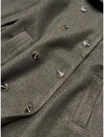 Dlouhý kabát v khaki barvě s kožešinovým límcem (20201202)