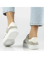 Dámské khaki kožené tenisky na platformě Filippo DP7512 dámské