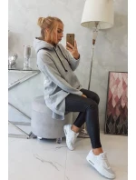 Zateplená mikina s dlouhými zády a kapucí šedá Zateplená mikina s dlouhými zády a kapucí šedá