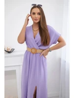 Dlouhé šaty s ozdobným páskem světle fialová Dlouhé šaty s ozdobným páskem světle fialová