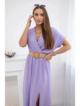 Dlouhé šaty s ozdobným páskem světle fialová Dlouhé šaty s ozdobným páskem světle fialová