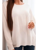 Dámský svetr s delším zadním dílem a raženou hvězdou béžový