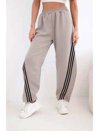 Dámské kalhoty máslové z viskózy s lampasem fango