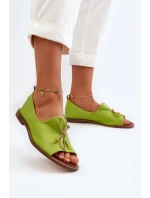 Zazoo 2660 Dámské kožené baleríny limetkové