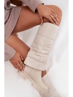 Dámské zimní kozačky s korálky světlá béžová Irvette