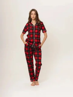 Dámské pyžamo 180/153 červeno černé káro - Karol