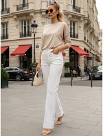 Dámské džíny s vysokým pasem a širokými nohavicemi bílé FashionStreet UY2975