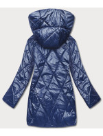 Modrá dámská bunda s ozdobnou kapucí (B8126-72)