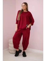 Bavlněná mikina kalhoty set Burgundsko Bavlněná mikina kalhoty set Burgundsko