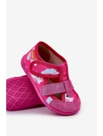 Dětské pantofle Milami na suchý zip s jednorožci fuchsie Reathiana