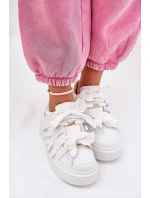 Eko Kožené Tenisky Na Platformě Bílé Penolle